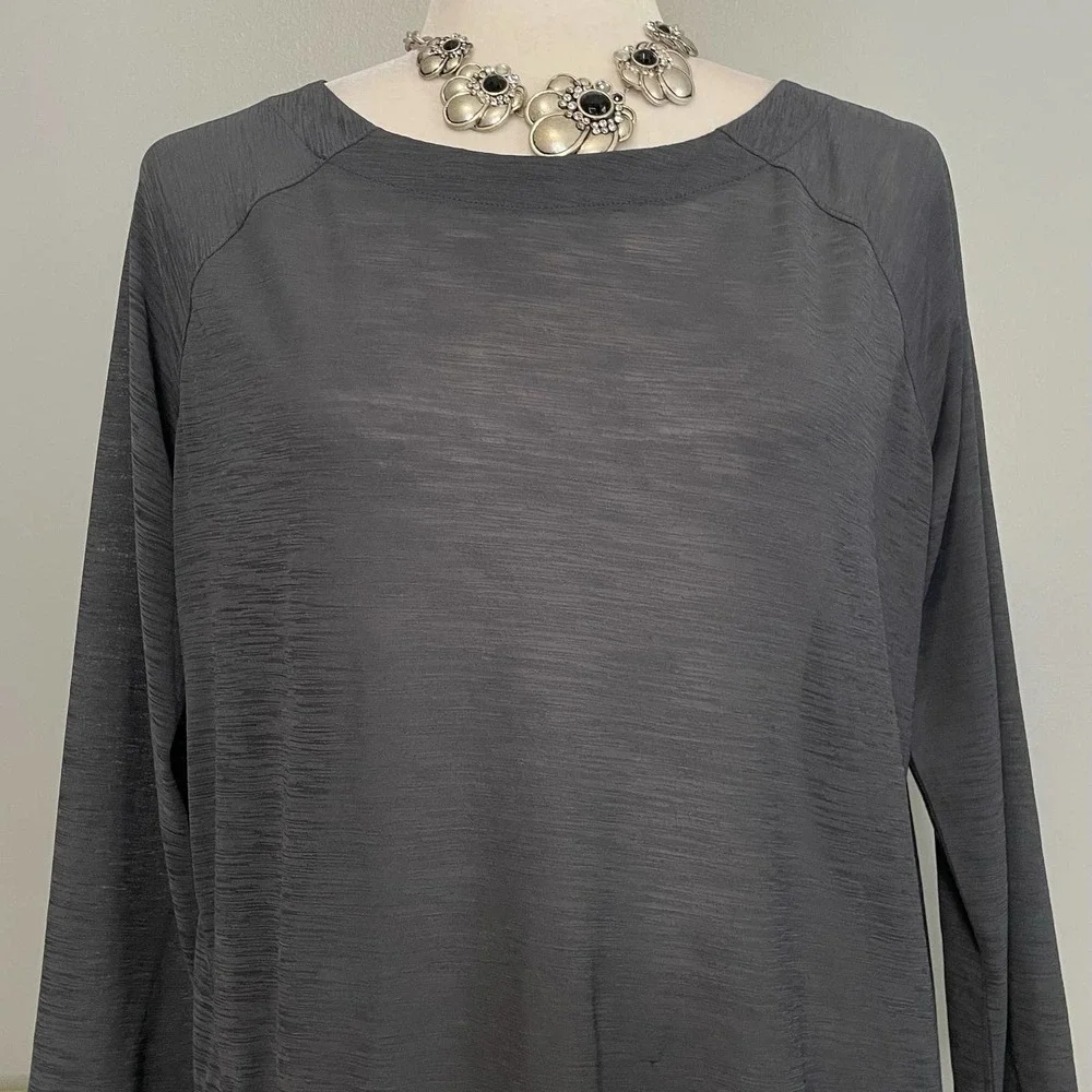 Athleta Gray Clarity Open Back Wrap Long Sleeve Top - Picture 2 of 6